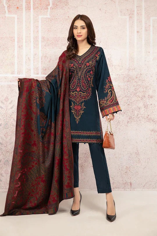 3PC Lawn Embroidered Shirt With Digital Printed Dupatta-303